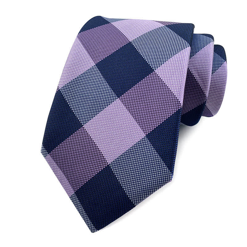 Costume de smoking slim pour homme avec cravate à carreaux - Violet - image 14
