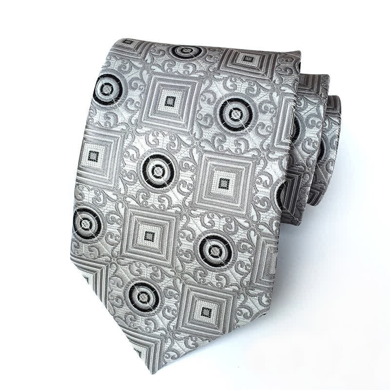 Cravate à motif floral et médaillon géométrique royal pour homme - Gainsboro - image 3