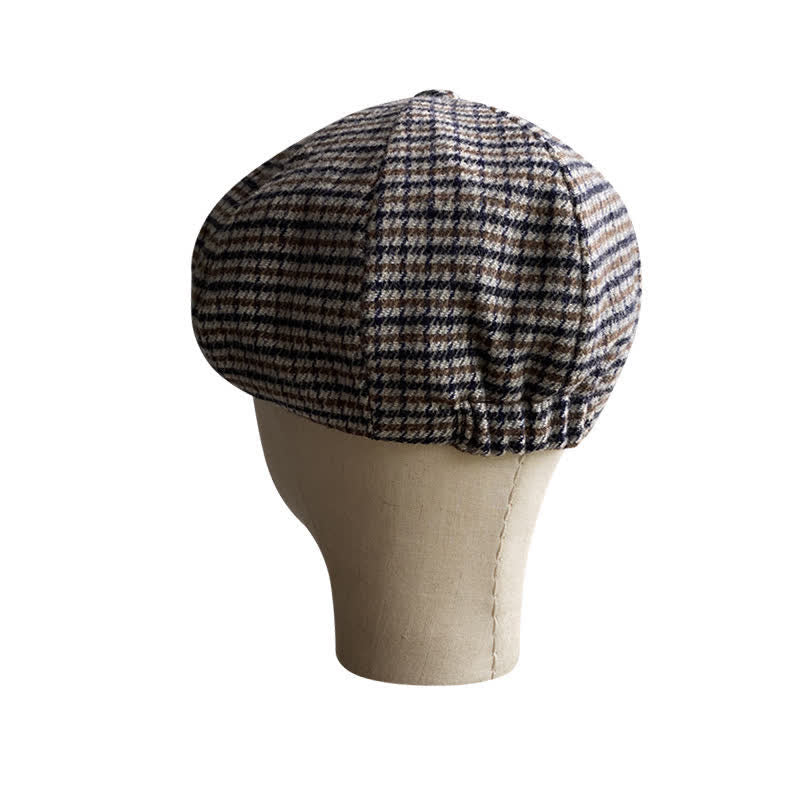 Casquette béret gavroche à carreaux pied-de-poule