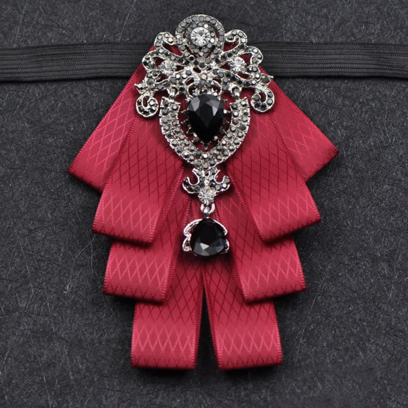 Ensemble de 3 nœuds papillon à carreaux noirs et strass