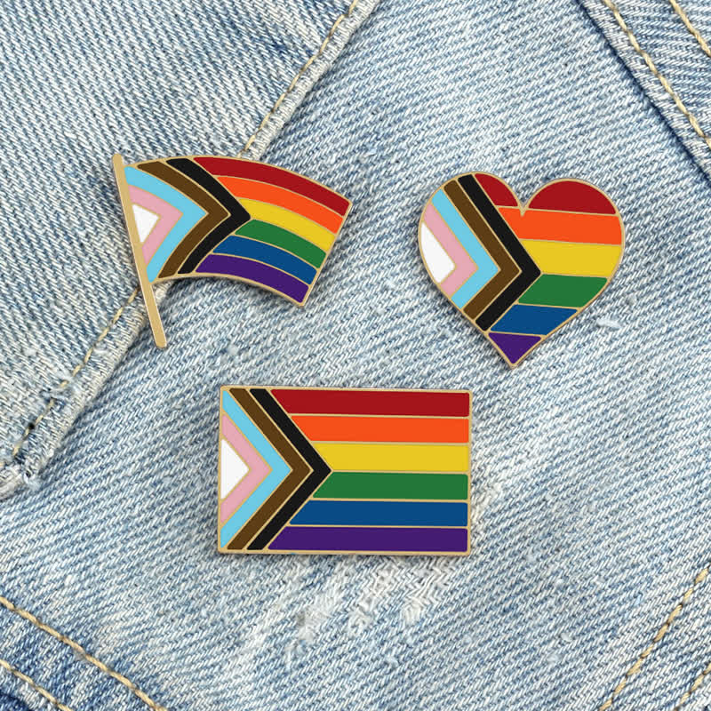 Lot de 3 broches avec drapeau arc-en-ciel « Montrez votre fierté »