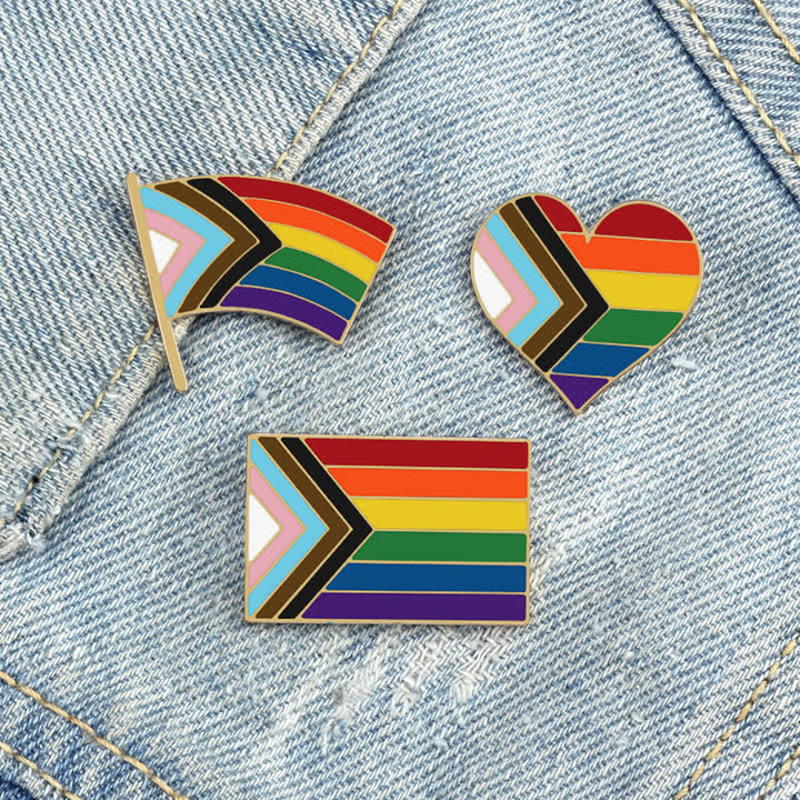 Lot de 3 broches avec drapeau arc-en-ciel « Montrez votre fierté »