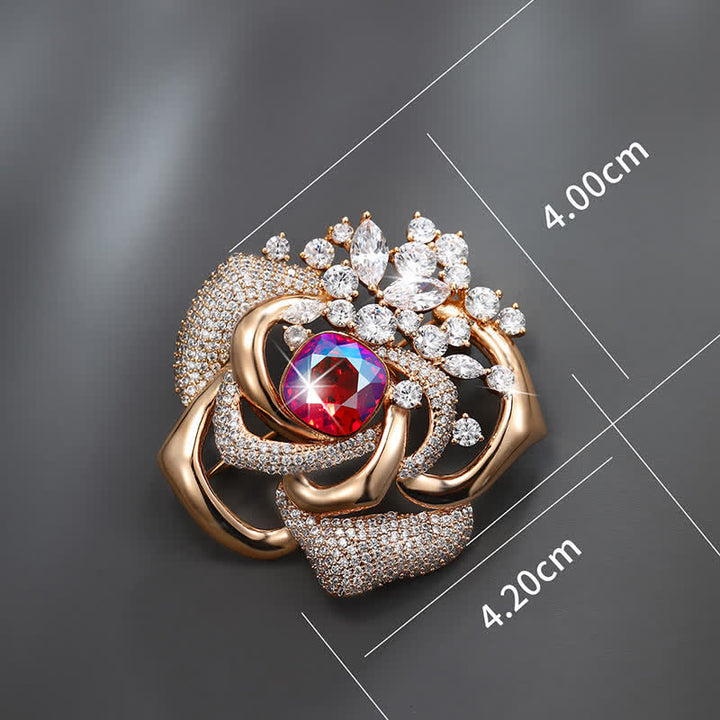 Broche pour femme en forme de rose fleurie brillante