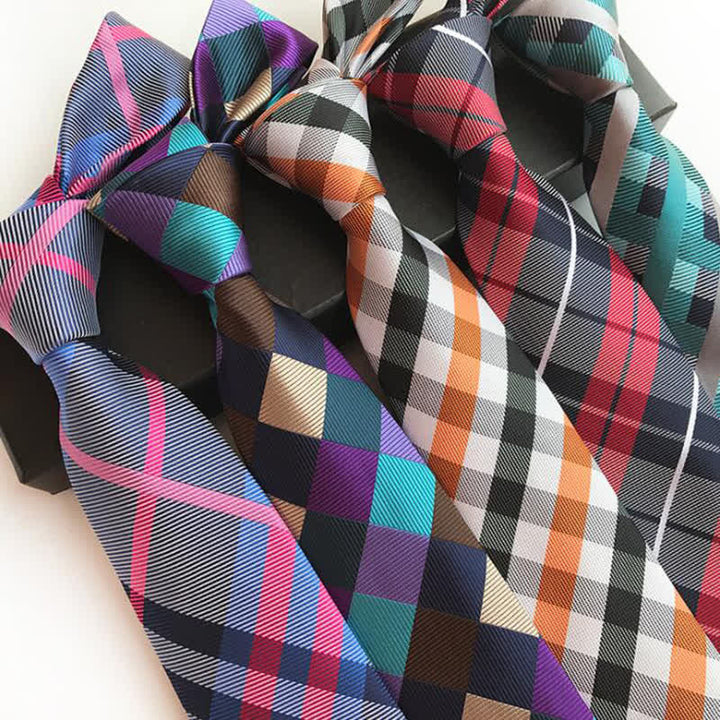 Cravate habillée à carreaux multicolores pour homme