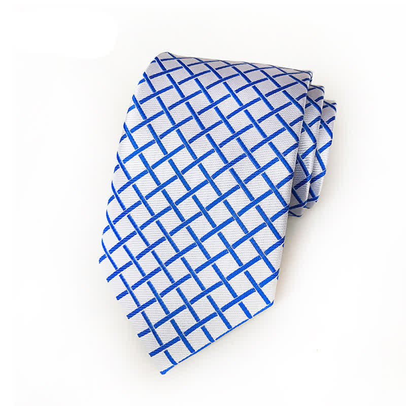 Cravate tissée brillante à carreaux pour homme - Bleu clair - image 3