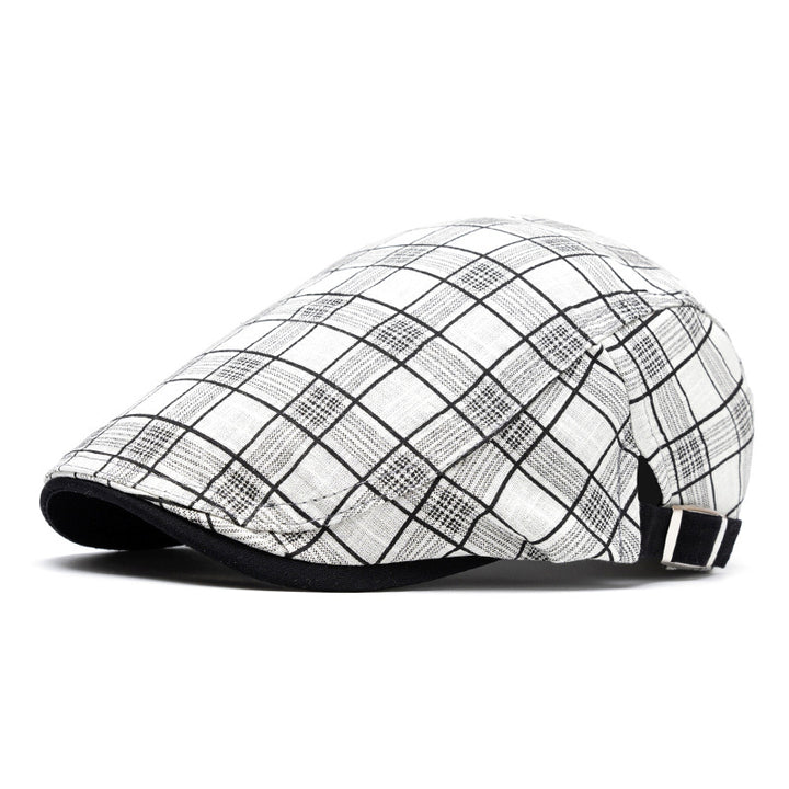 Béret en pur coton à rayures et à carreaux, tendance printemps-été - Grille blanche - Réglable (22"-24") - image 10