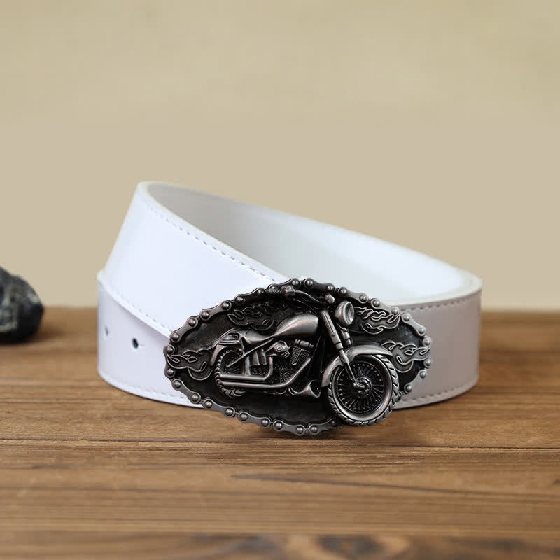 Ceinture en cuir avec boucle de moto pour homme, motif locomotive