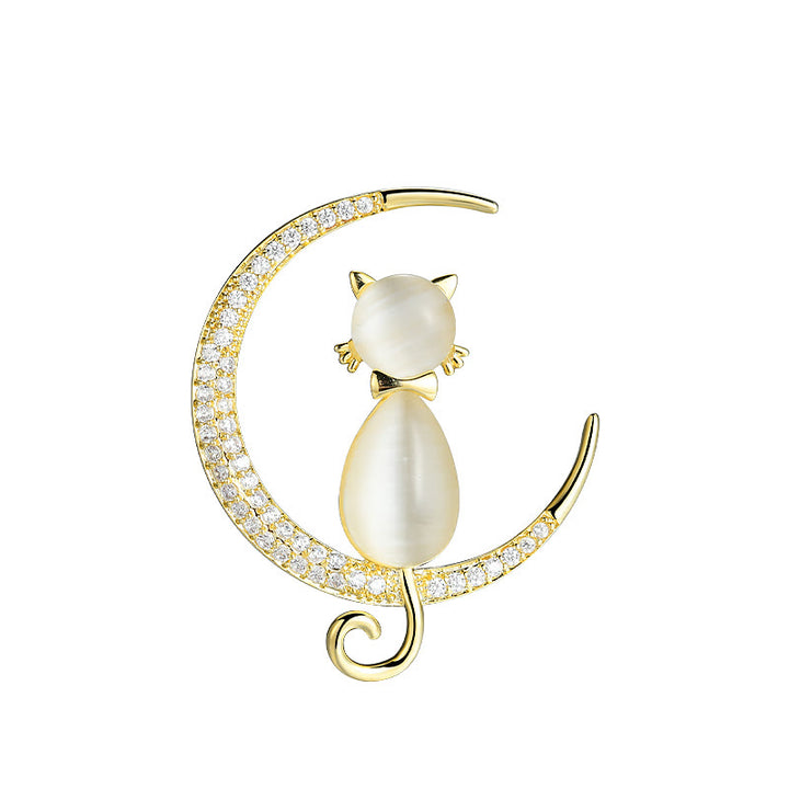 Broche Meniscus Moon Kitty pour femme