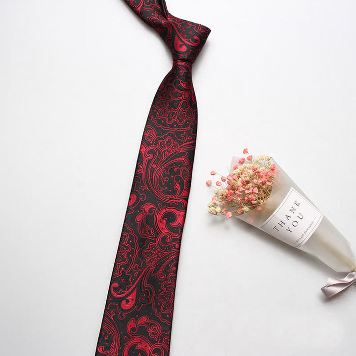 Cravate de luxe décontractée à motif cachemire audacieux pour homme - Rouge et noir - image 2