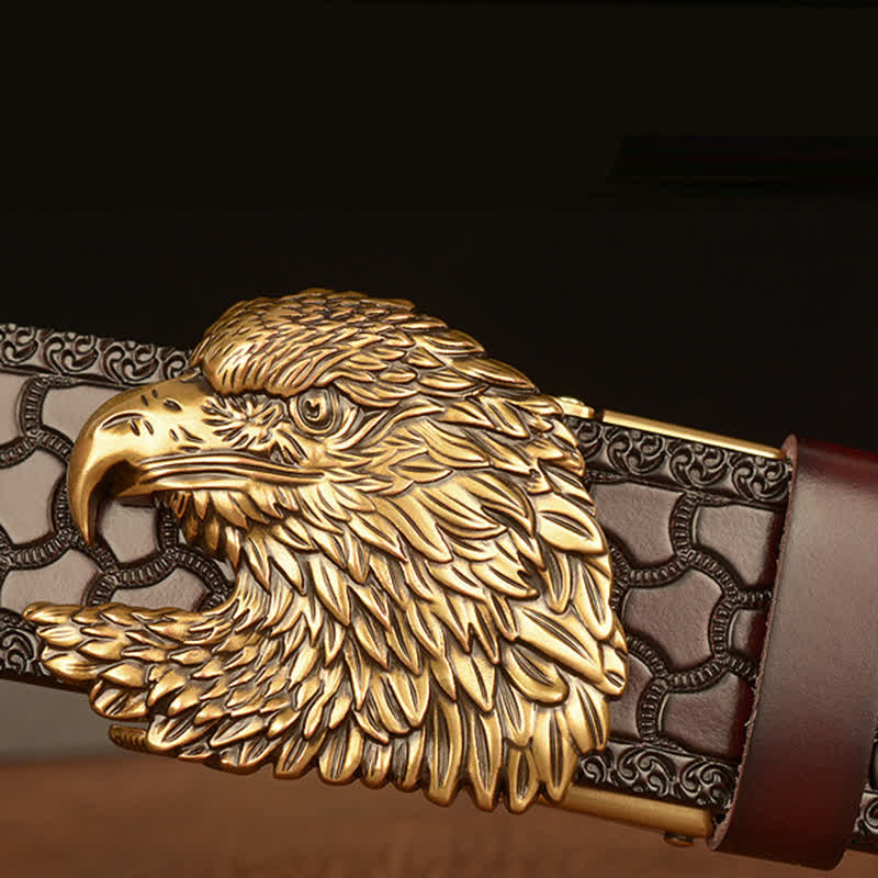 Ceinture en cuir à tête d'aigle tridimensionnelle pour homme
