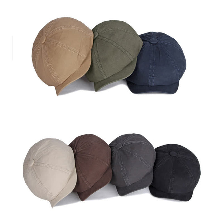 Casquette béret décontractée en coton de couleur unie - image 2