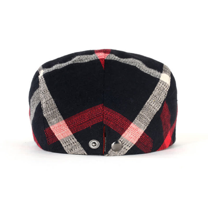 Casquette béret fine ajustable à carreaux rayés - image 3