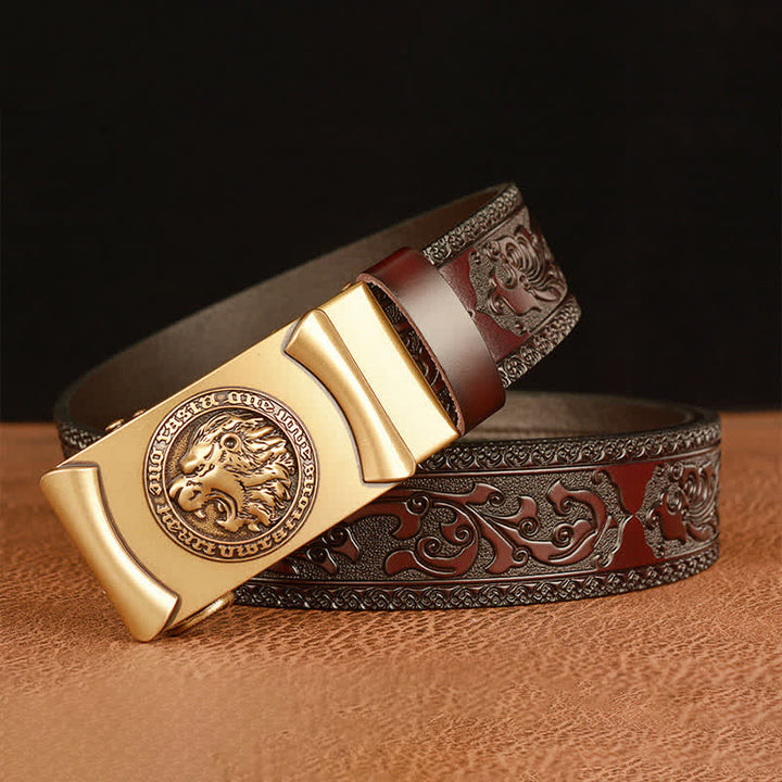 Ceinture en cuir tête de lion punk pour homme