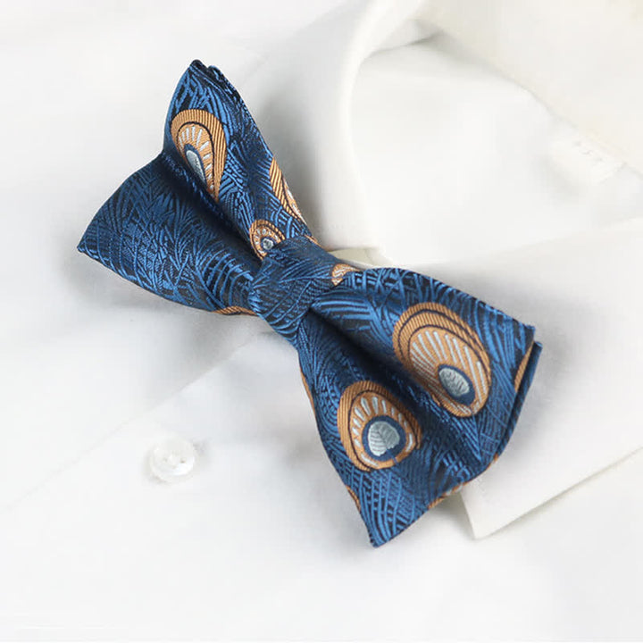 Nœud papillon à motif de plumes de paon pour homme