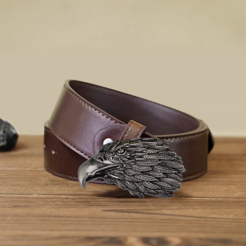 Ceinture en cuir à boucle tête d'aigle à tête blanche 3D DIY pour homme