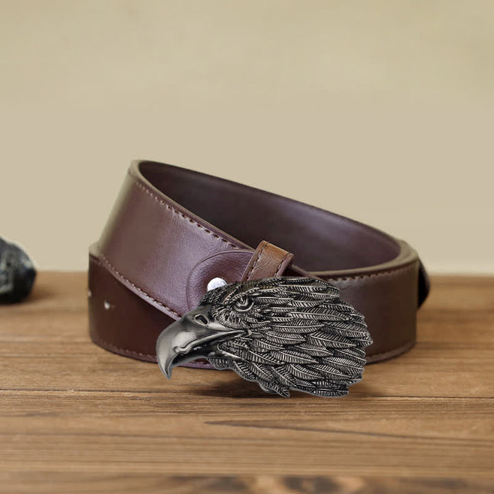 Ceinture en cuir à boucle tête d'aigle à tête blanche 3D DIY pour homme