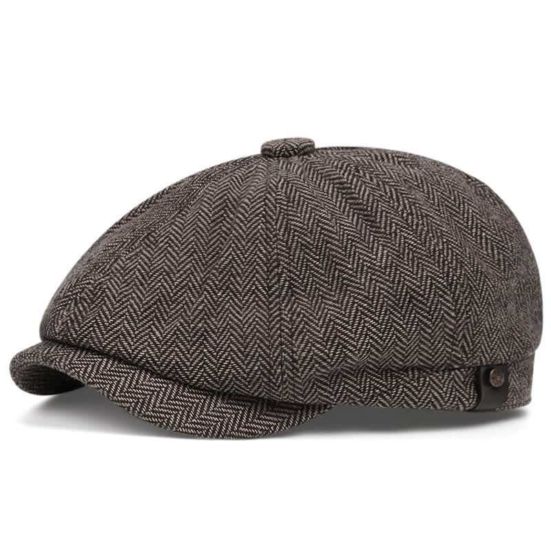 Béret octogonal en tweed d'artiste - Kaki foncé - M (22"-22 7/8") - image 10