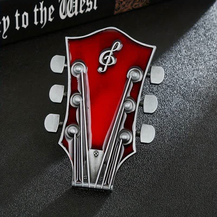 Ceinture en cuir avec boucle de tête de guitare musicale DIY pour homme