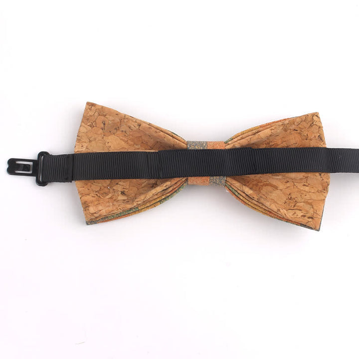 Nœud papillon multicolore à imprimé géométrique en grain de bois pour homme