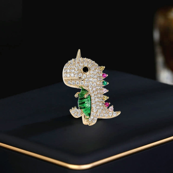 Broche de dinosaure scintillante pour femme