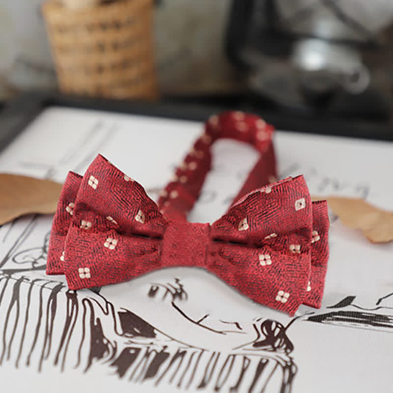 Nœud papillon rétro à motifs floraux et feuilles pour homme