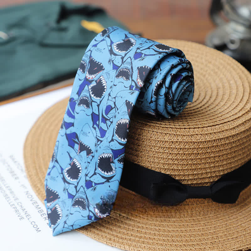 Cravate pour homme à motifs de créatures préhistoriques colorées