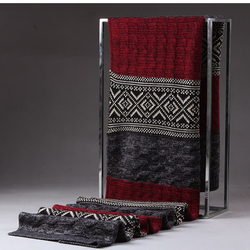 Écharpe en tricot à motif argyle pour homme avec blocs de couleurs