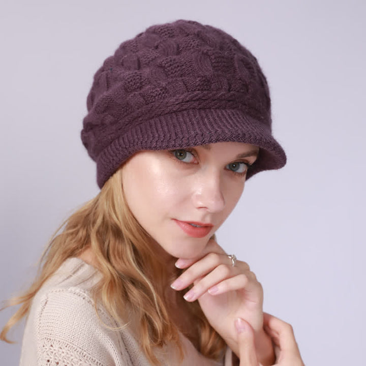 Bonnet à visière ample avec doublure moelleuse pour femme
