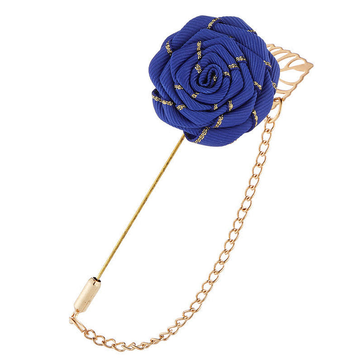 Broche chaîne camélia florale pour homme