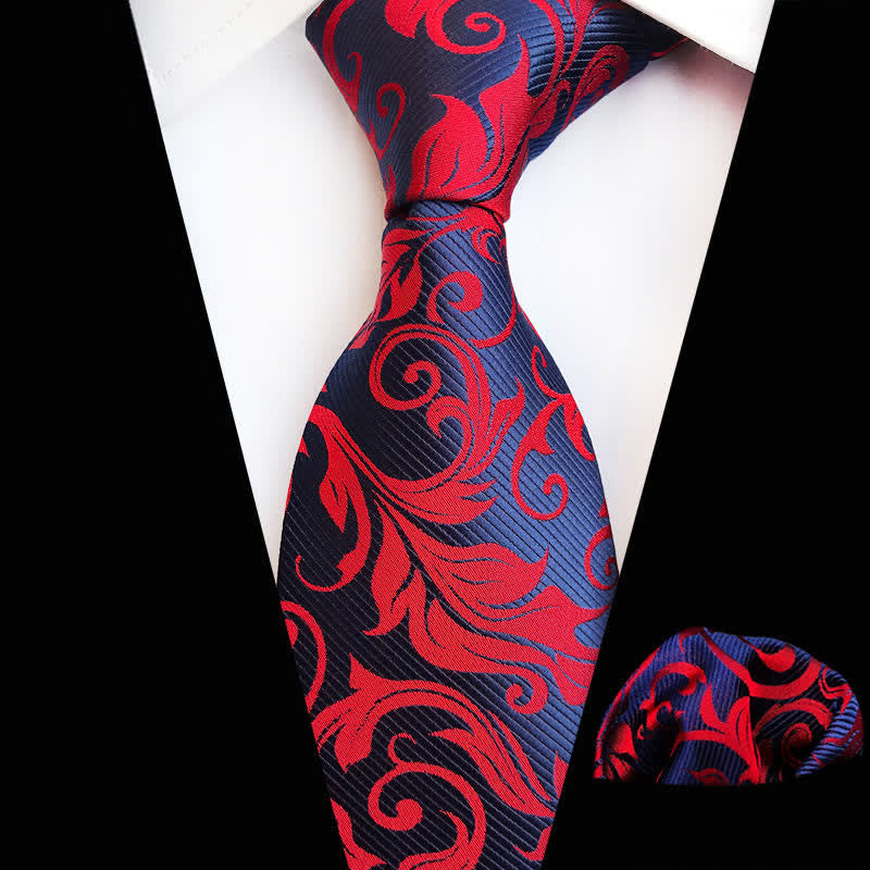 Lot de 2 cravates à motif floral pour homme - Rouge et marine - image 2