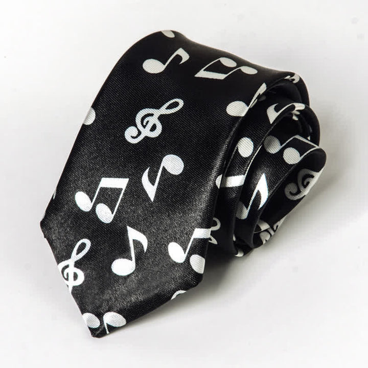 Cravate pour homme avec notes de musique de piano - Note en noir et blanc - image 7