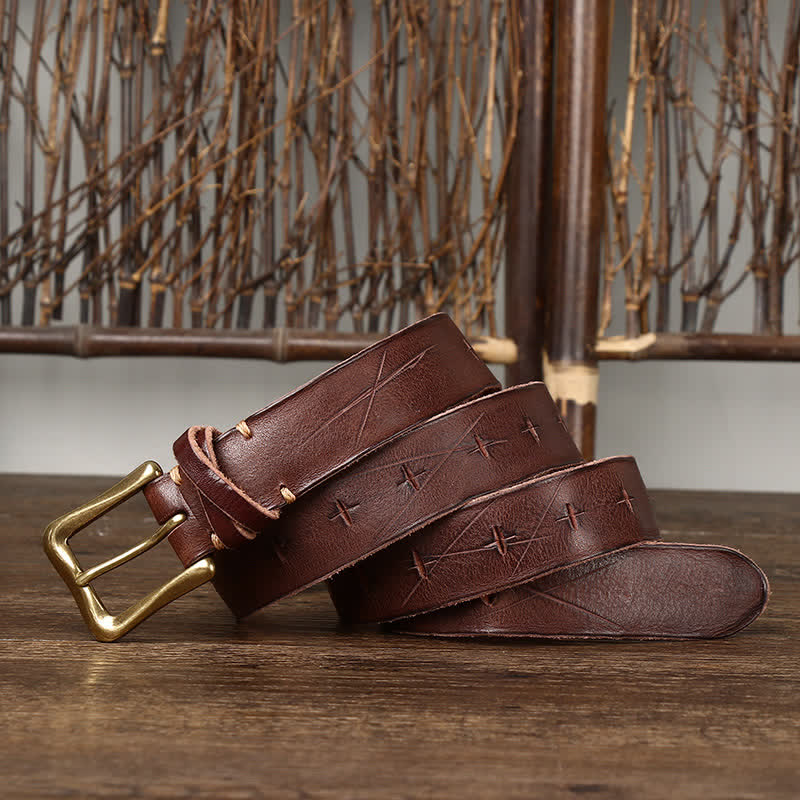 Ceinture en cuir craquelé vintage pour homme