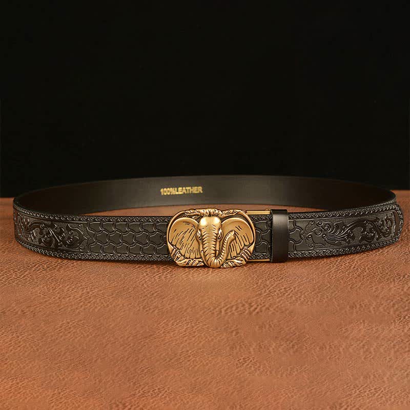 Ceinture en cuir à grandes oreilles d'éléphant pour homme