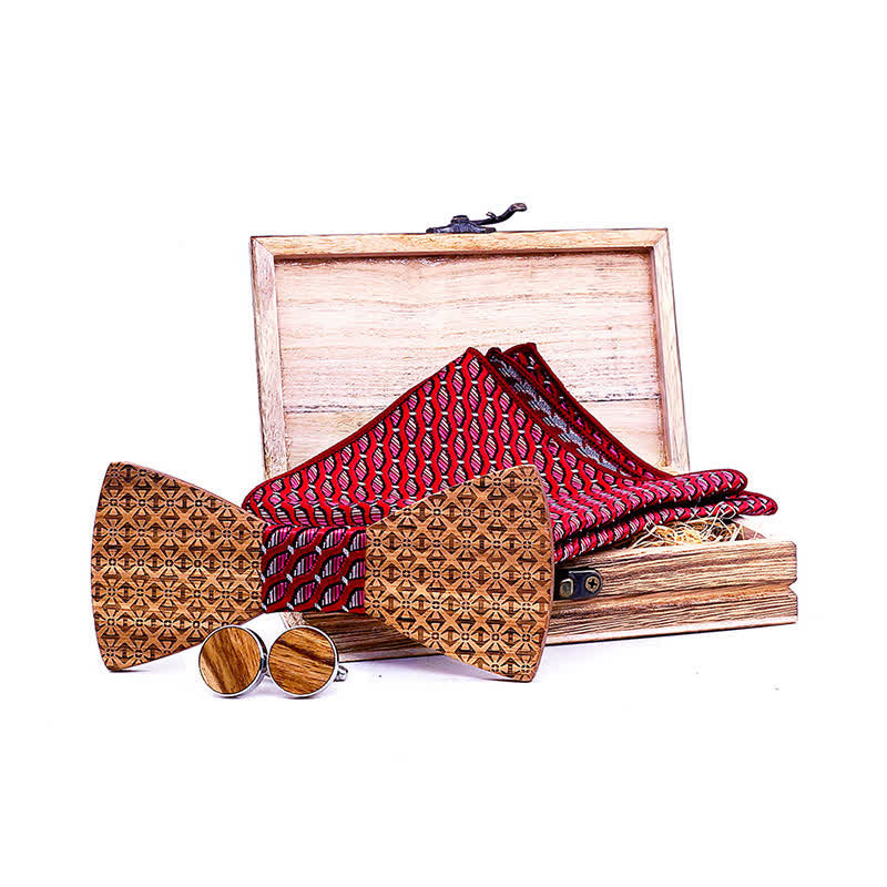 Lot de 3 nœuds papillon en bois pour homme avec flocons de neige de Noël