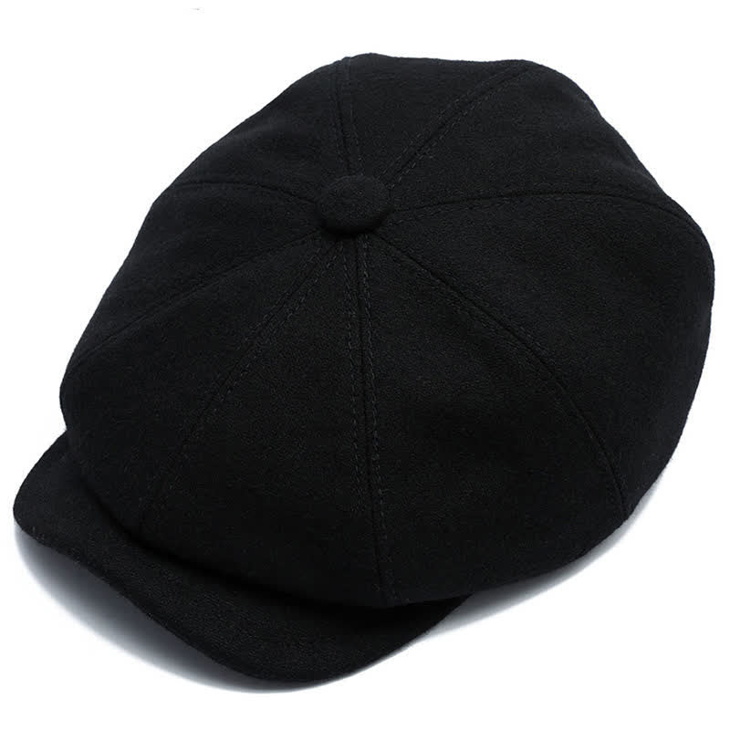 Casquette plate classique de vendeur de journaux avec béret à cache-oreilles - Noir - Réglable (environ 22"-23 5/8") - image 9