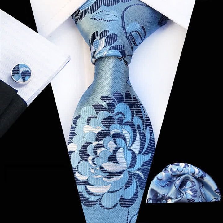 Ensemble de 3 cravates à motif de pivoines pour homme