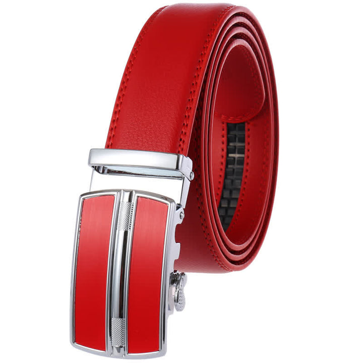 Ceinture en cuir à boucle automatique creuse simple pour homme - Rouge - 46 - image 14