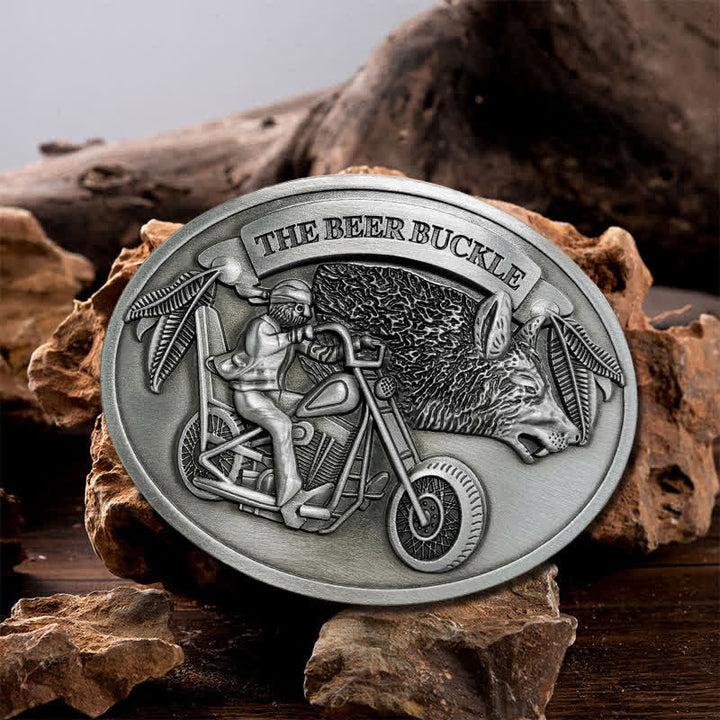 Ceinture en cuir avec boucle porte-bière créative pour moto pour homme