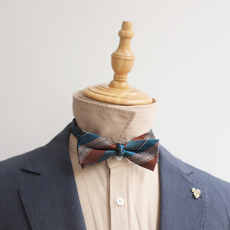 Nœud papillon rétro à rayures et couleurs contrastées pour homme