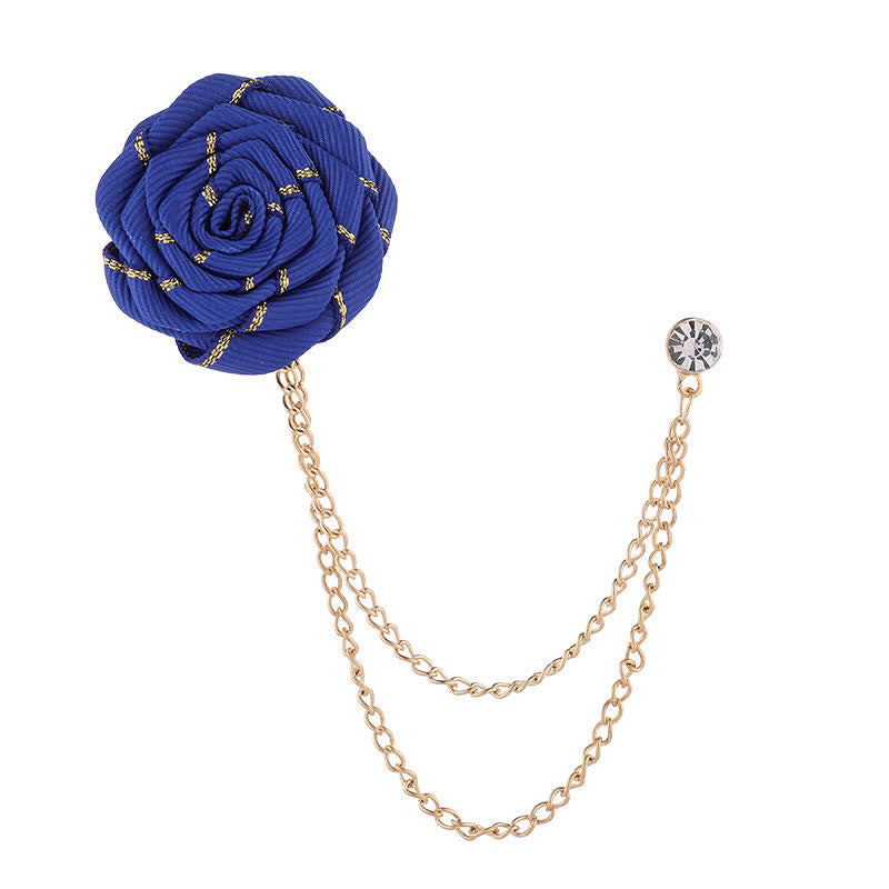 Charmante broche à chaîne en forme de rose florale pour homme