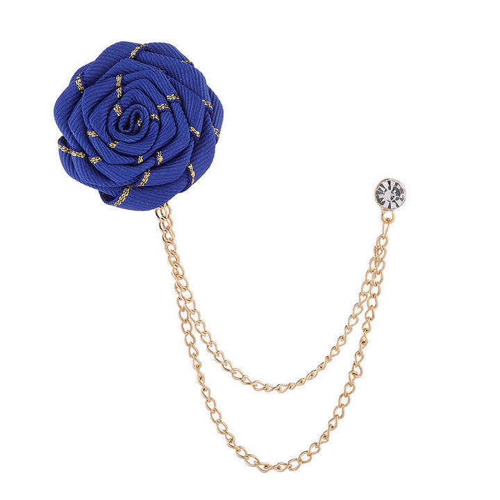 Charmante broche à chaîne en forme de rose florale pour homme