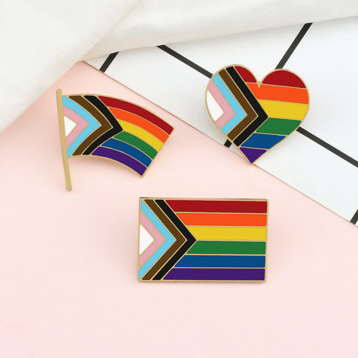 Lot de 3 broches avec drapeau arc-en-ciel « Montrez votre fierté »