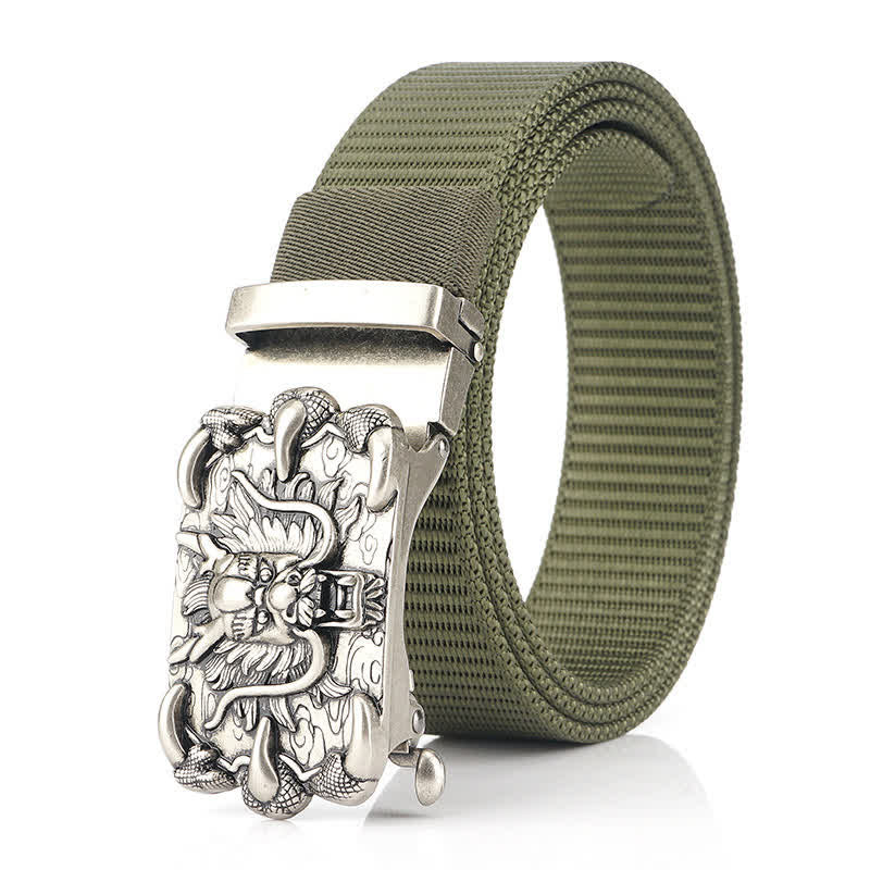 Ceinture décontractée en nylon à motif dragon pour homme