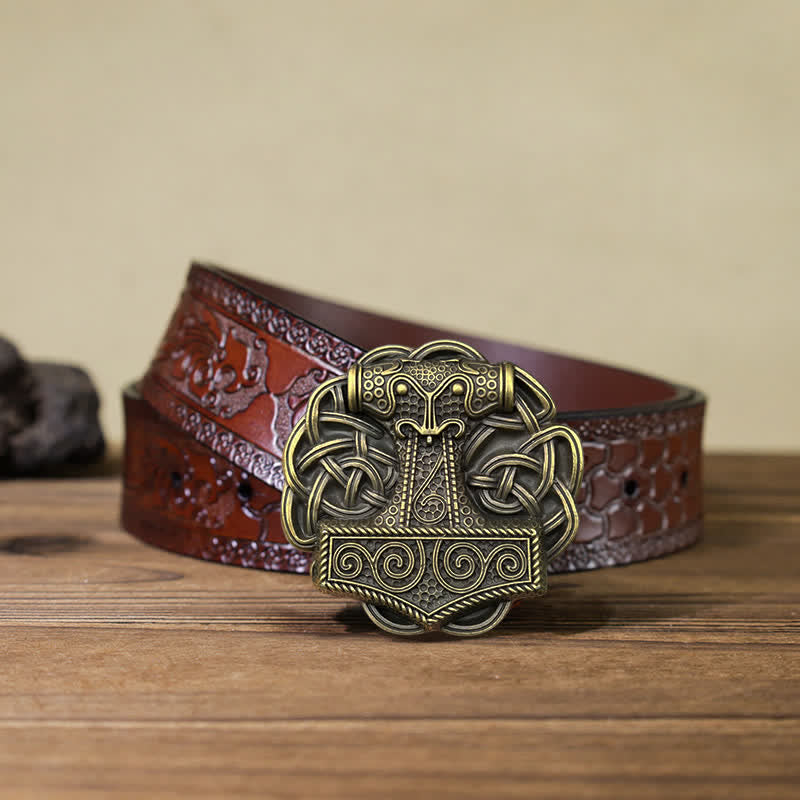 Ceinture en cuir à boucle marteau de Thor Viking DIY pour homme