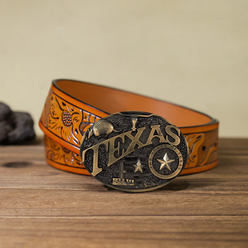 Ceinture en cuir à boucle Texas State Heritage Attitude pour homme
