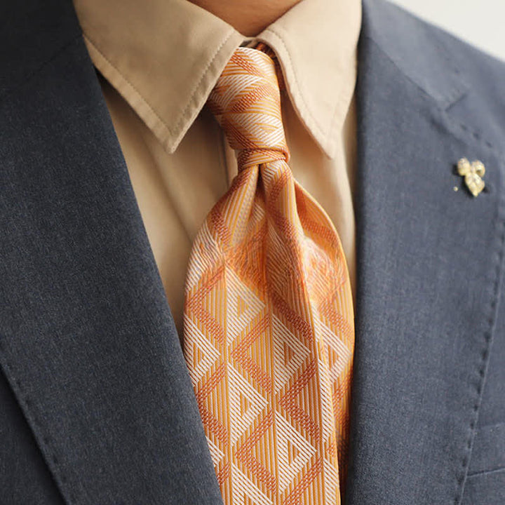 Cravate mystère exotique pour homme à triangle orange et blanc