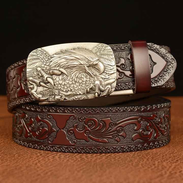 Ceinture en cuir véritable avec boucle aigle pour homme