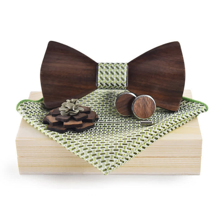 Lot de 4 noeuds papillon vintage en bois noir pour homme