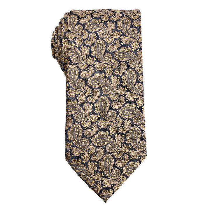 Cravate à motif cachemire pour homme, série orange et or 