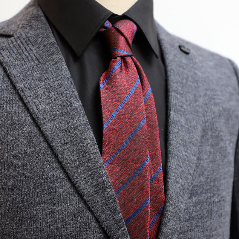 Cravate classique à rayures pour homme - Rouge - image 13